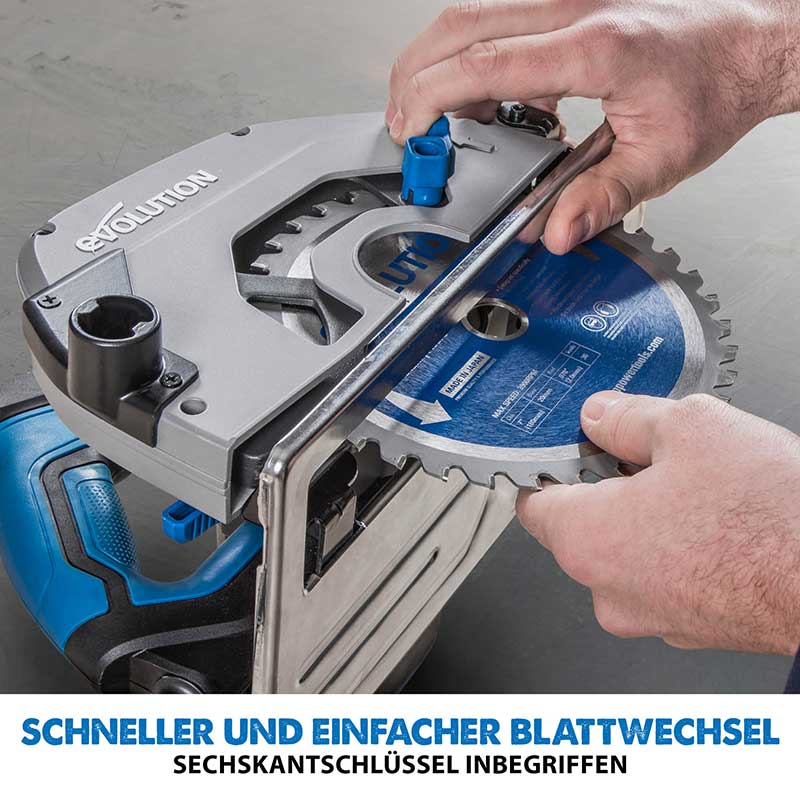 Evolution S185CCSL 185mm Handkreissäge mit TCT-Mildstahl-Sägeblatt