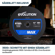 Akku-Kappsäge für Metall, 355mm mit bürstenlosem 36V Motor und EvoMax-Sägeblatt | S355CPS-Li