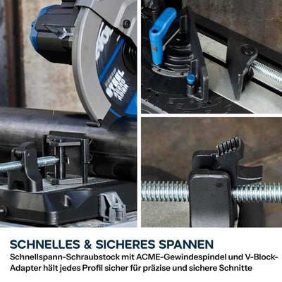 Akku-Kappsäge für Metall, 355mm mit bürstenlosem 36V Motor und EvoMax-Sägeblatt | S355CPS-Li