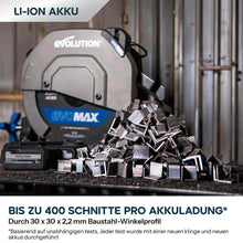 Akku-Kappsäge für Metall, 355mm mit bürstenlosem 36V Motor und EvoMax-Sägeblatt | S355CPS-Li