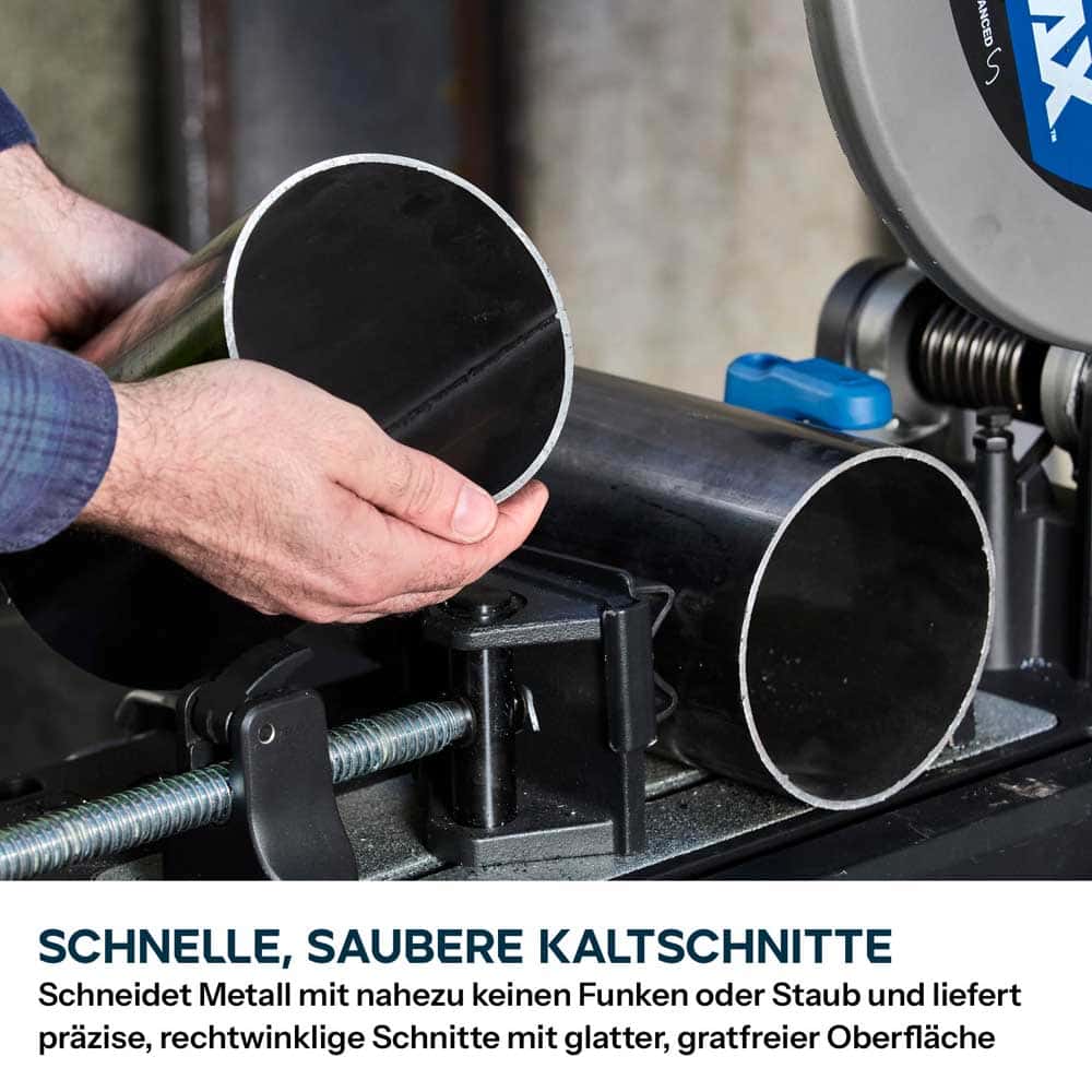 Akku-Kappsäge für Metall, 355mm mit bürstenlosem 36V Motor und EvoMax-Sägeblatt | S355CPS-Li
