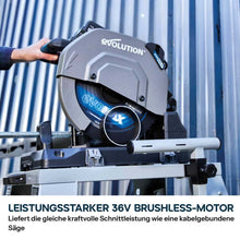 Akku-Kappsäge für Metall, 355mm mit bürstenlosem 36V Motor und EvoMax-Sägeblatt | S355CPS-Li