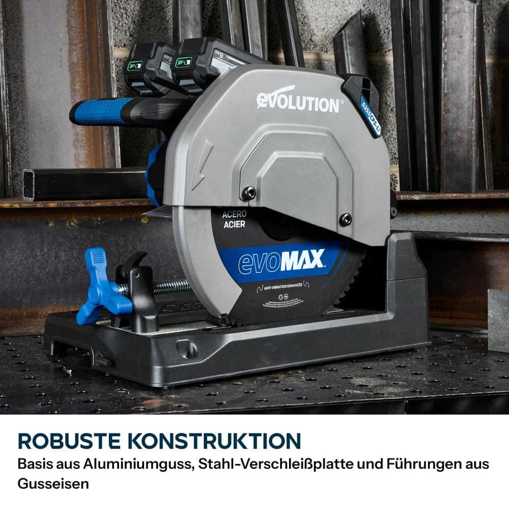 Akku-Kappsäge für Metall, 355mm mit bürstenlosem 36V Motor und EvoMax-Sägeblatt | S355CPS-Li