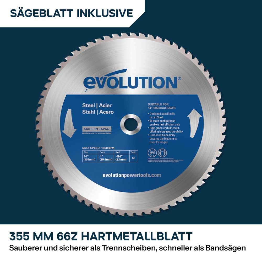 355mm Metalltrennsäge mit TCT-Sägeblatt für Baustahl | S355CPSL
