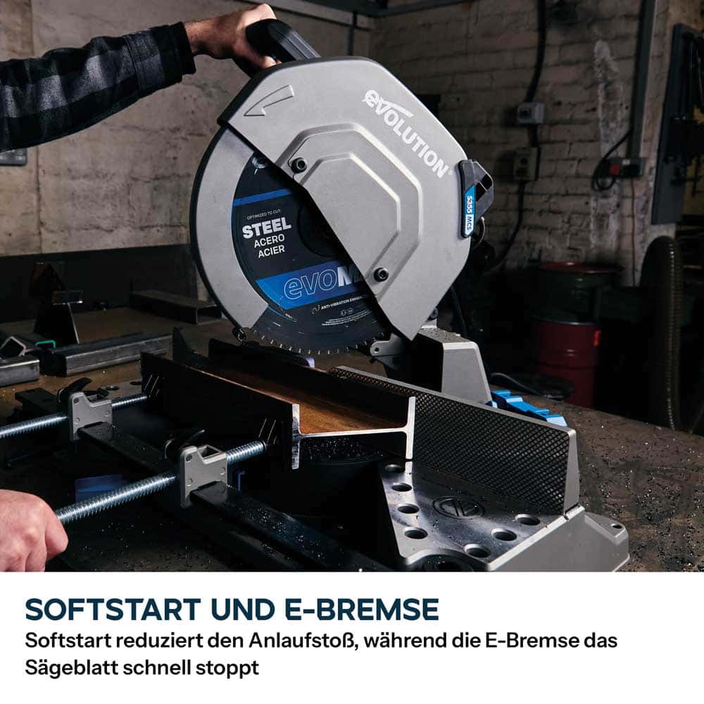 Evolution S355MCS-G2 Zweite Generation 355mm Metalltrennsäge, Kapp- und Gehrungssäge, schwere Ausführung für Metallschneiden