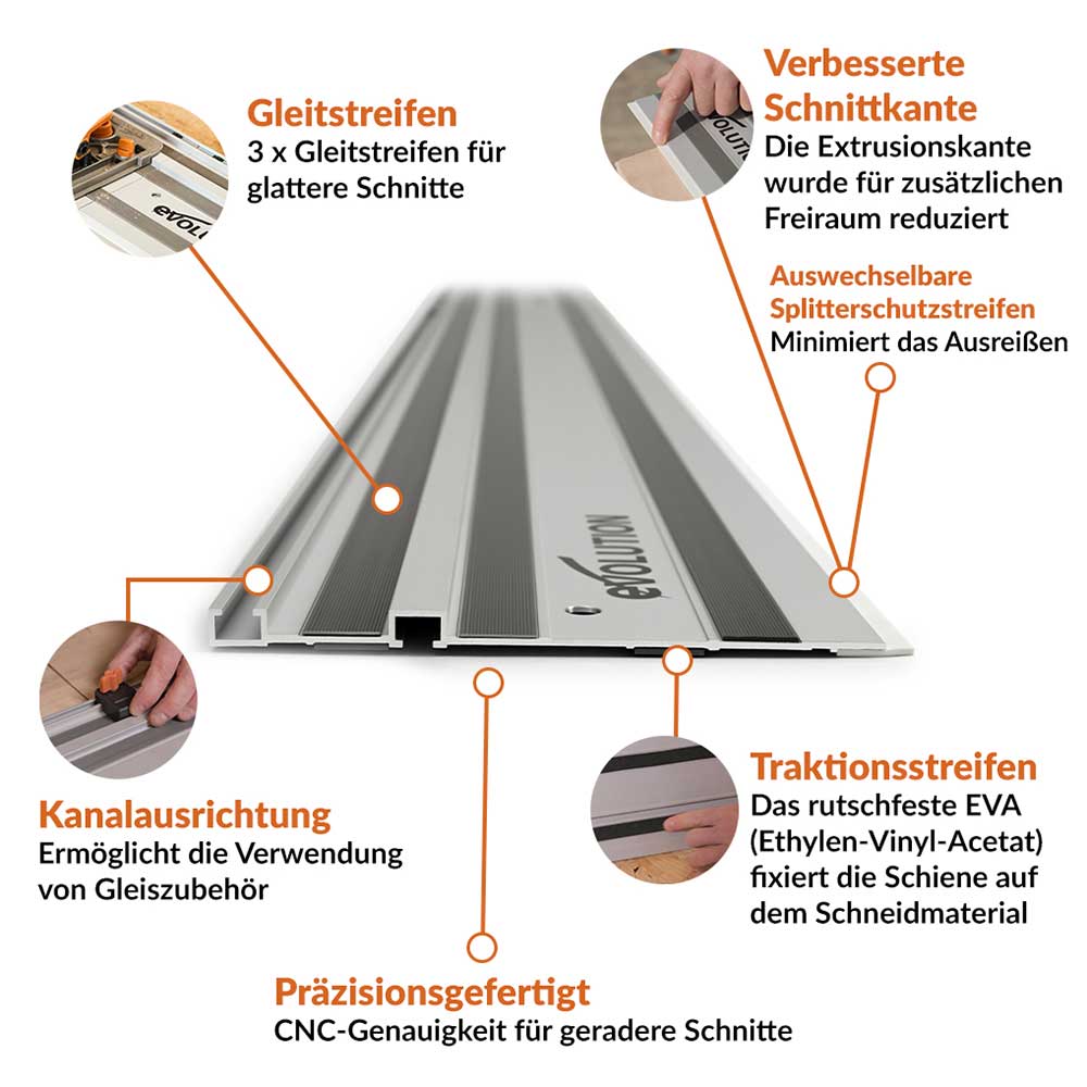 Evolution ST2800-G2 Universal 2.8m Kreissägebahn, Sägeschienen (2x 1400mm) mit selbstausrichtenden Verbindern
