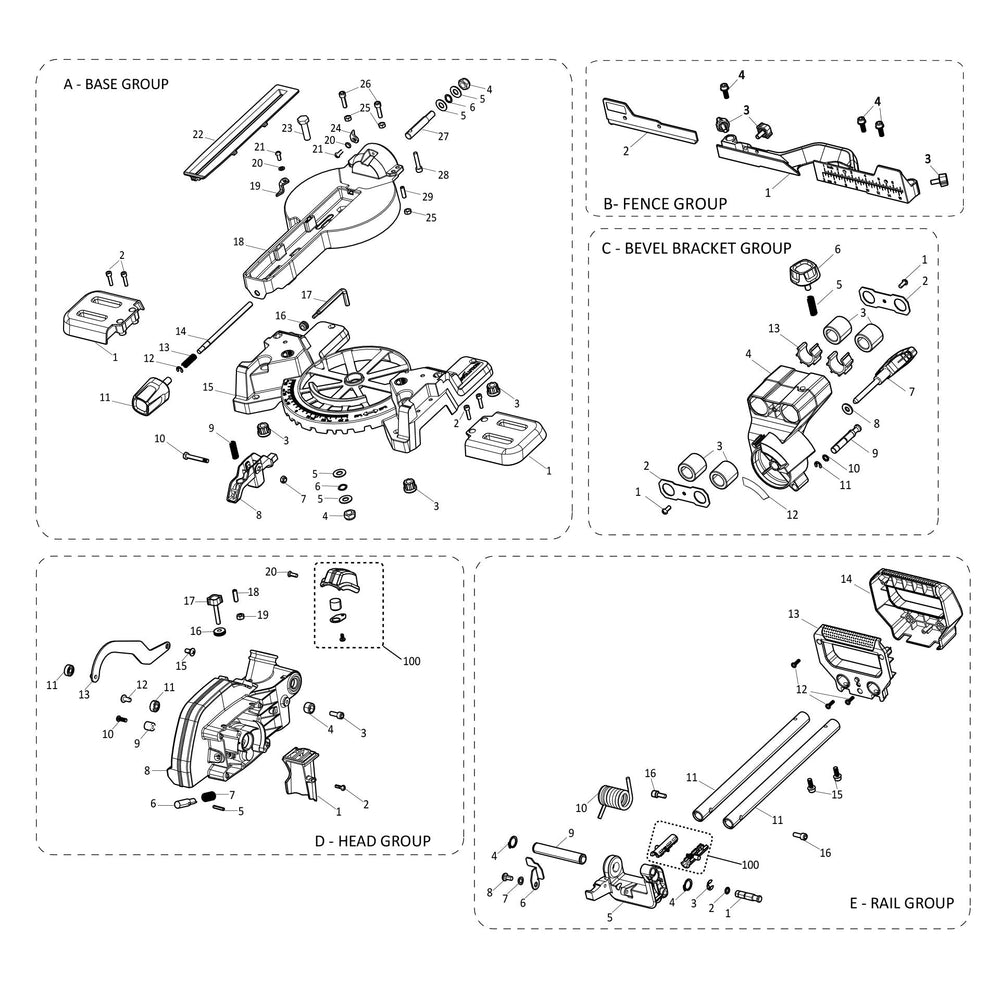 Evolution R185SMS-Li Zug-Kappsäge Ersatzteile
