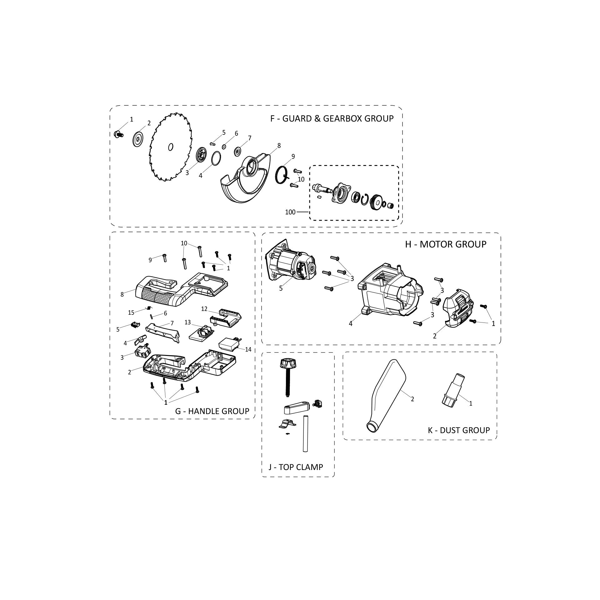 Evolution R185SMS-Li Zug-Kappsäge Ersatzteile