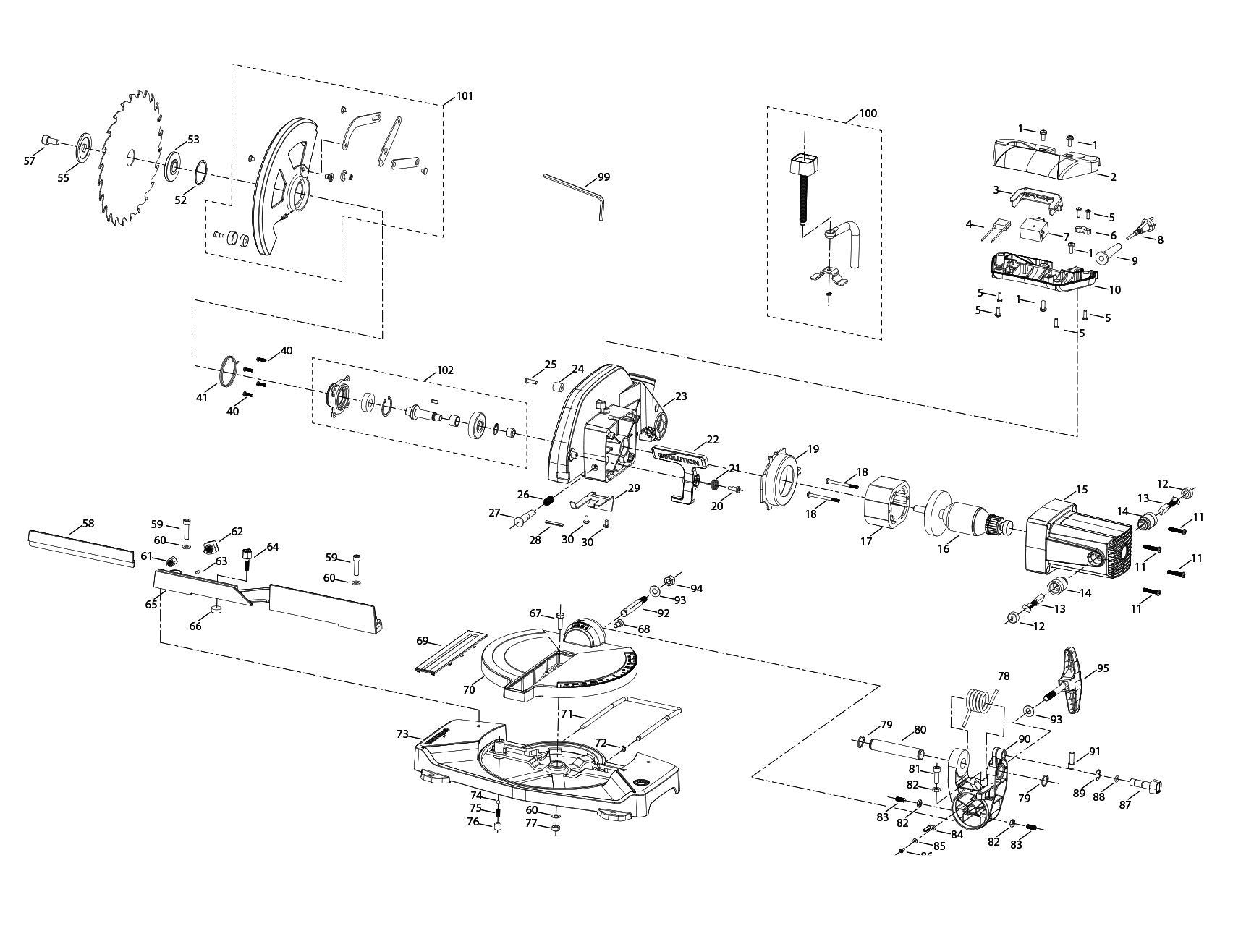 Evolution R210CMS Kappsäge Ersatzteile