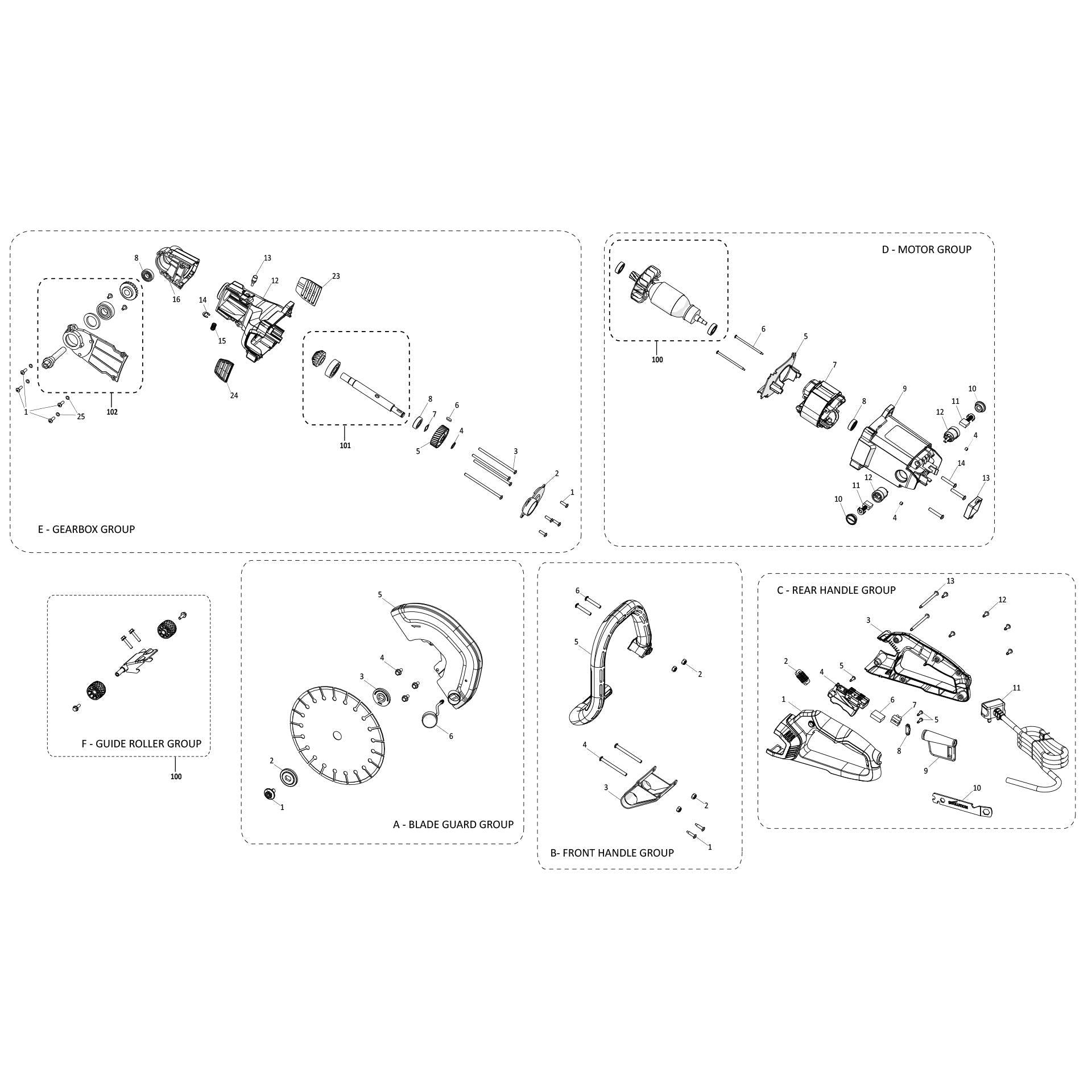Evolution R230DCT Trennsäge / Betonsäge Ersatzteile