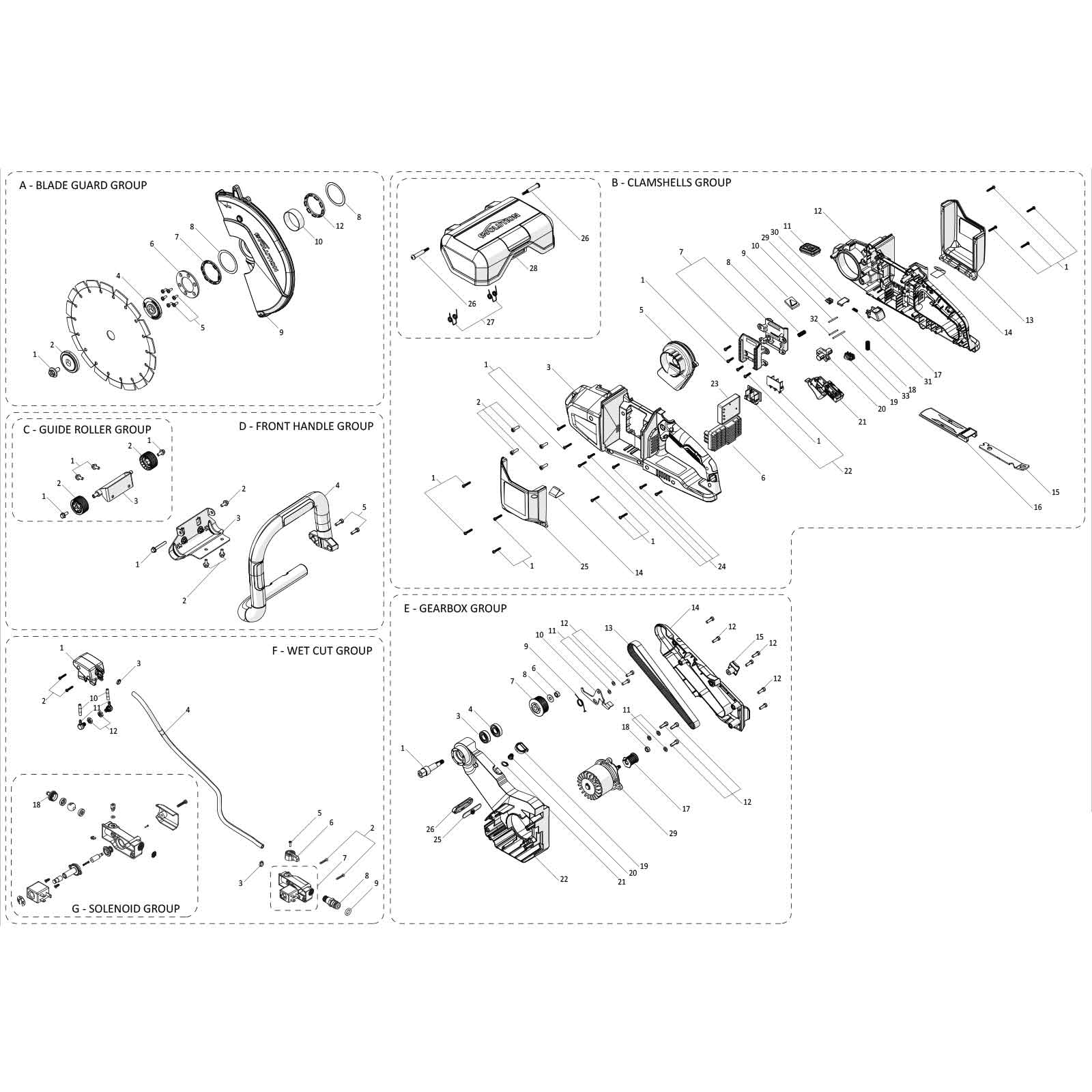 Evolution R260DCT-Li Trennsäge / Betonsäge Ersatzteile