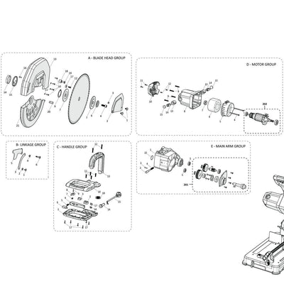 Evolution S355CPS Chop Saw Ersatzteile (Kopf Abschnitt)