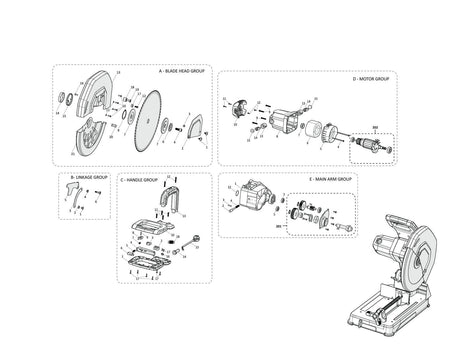 Evolution S355CPS Chop Saw Ersatzteile (Kopf Abschnitt)