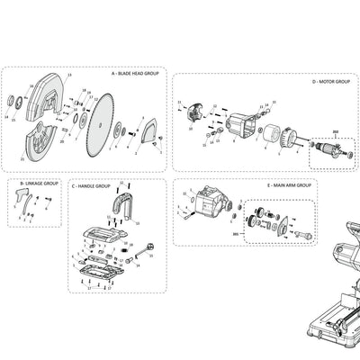 Evolution R355CPS Chop Saw Ersatzteile (Kopf Abschnitt)