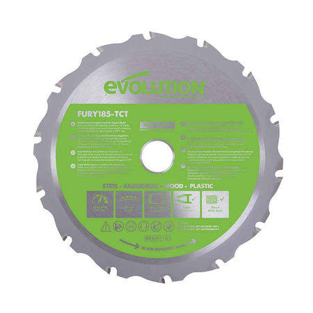 Evolution 185mm Mehrzweckschneidklinge mit 16 Zähnen, TCT-Kreissägeblatt