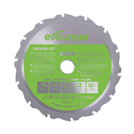 Evolution 185mm Mehrzweckschneidklinge mit 16 Zähnen, TCT-Kreissägeblatt