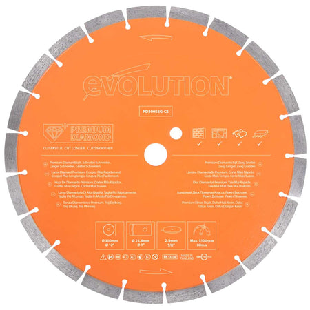 Evolution 300mm Premium-Diamantscheibe mit hoher Diamantkonzentration, segmentierter Rand Betonsägeblatt