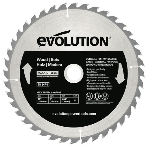 Evolution 255mm Feinschnitt-Holzschneidklinge mit 60 Zähnen, TCT-Gehrungssägeblatt