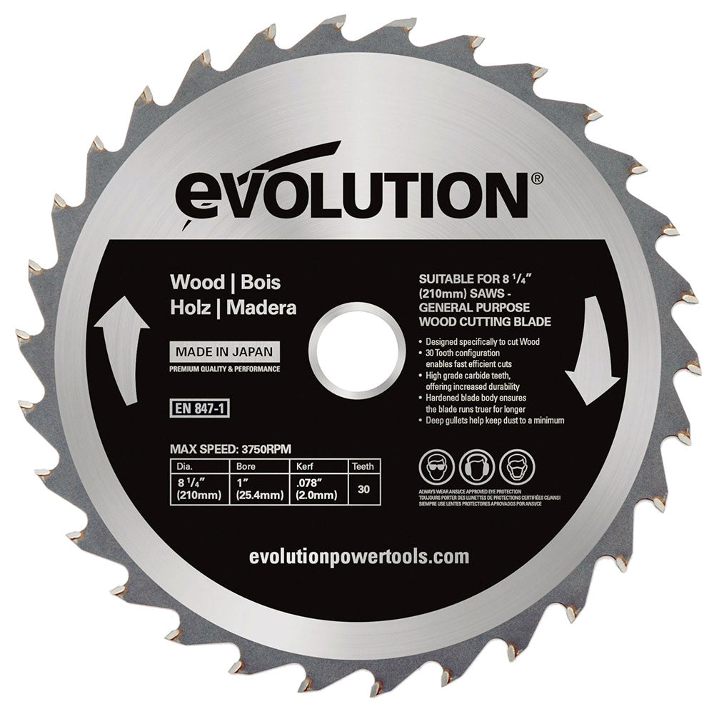 Evolution 210mm Feinschnitt-Holzschneidklinge mit 40 Zähnen, TCT-Gehrungssägeblatt