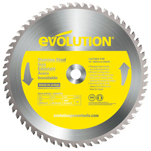 Evolution 355mm Edelstahlschneidklinge mit 90 Zähnen, TCT-Trennsägeblatt