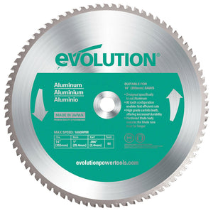 Evolution 355mm Aluminiumschneidklinge mit 80 Zähnen, TCT-Trennsägeblatt