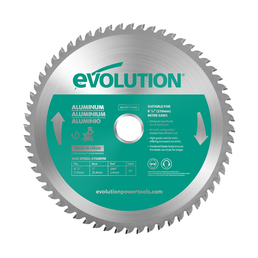 Evolution 185mm Aluminiumschneidklinge mit 60 Zähnen, TCT-Gehrungssägeblatt