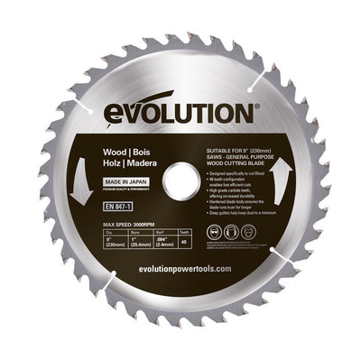 Evolution 230 mm Allzweck Holzsägeblatt - 40 Zähne - TCT-Gehrungssägeblatt